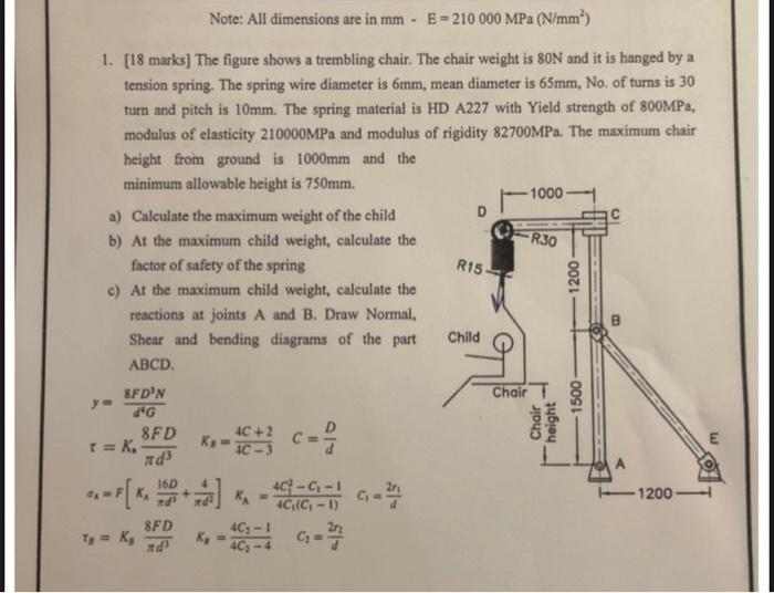 Solved Note: All dimensions are in mm - E-210 000 MPa | Chegg.com