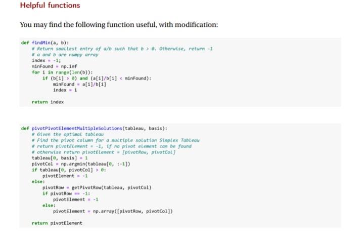 Write a function that performs the Simplex Method on | Chegg.com