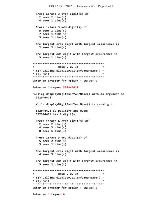 Solved CIS 25 Fall 2022 - Homework #3 - Page I of 7 For all | Chegg.com