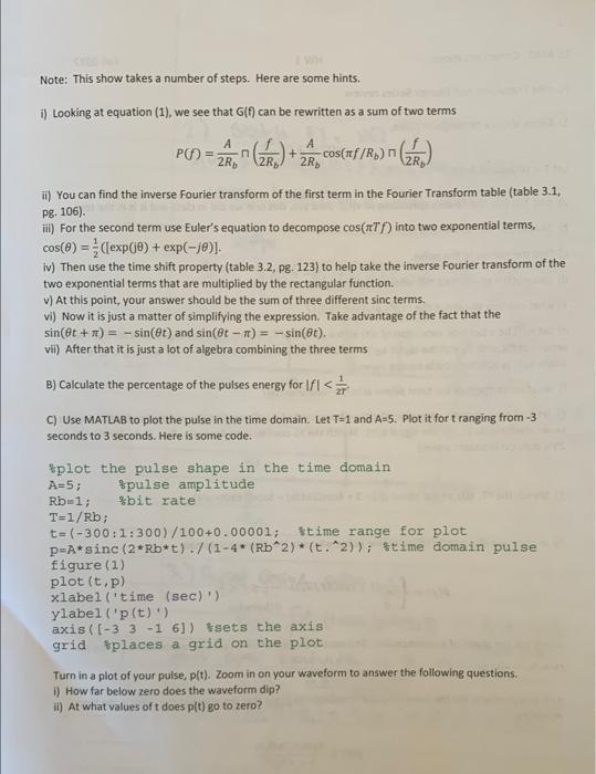 Solved A) In this problem, use the inverse fourier transform | Chegg.com