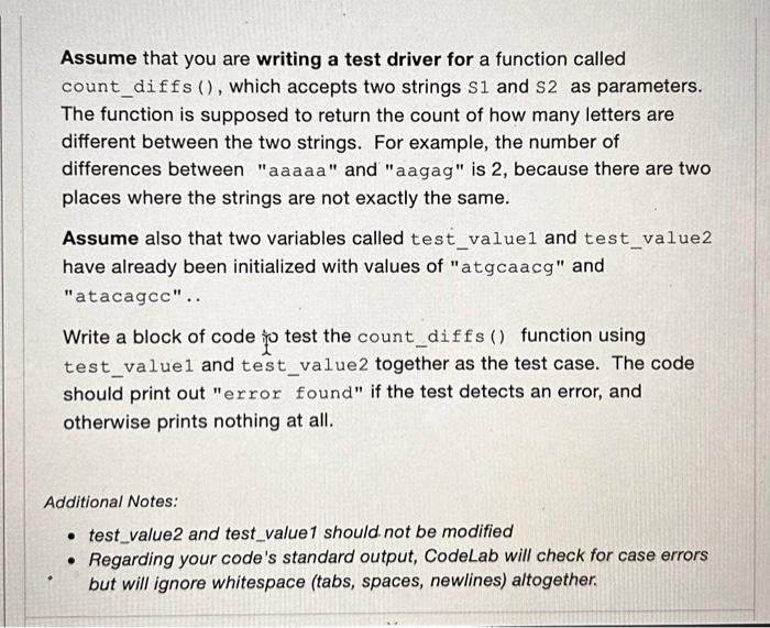 Solved Assume that you are writing a test driver for a | Chegg.com