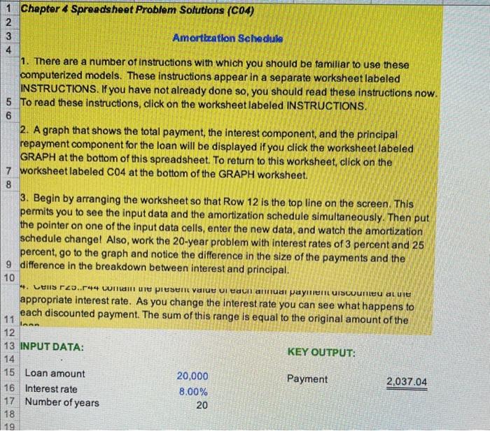 Solved Use the model in Spreadsheet C04 to solve this | Chegg.com