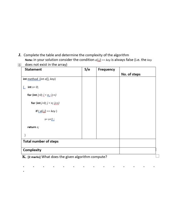 Solved J. Complete the table and determine the complexity of | Chegg.com