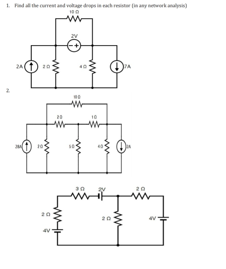 Find all the current and voltage drops in each | Chegg.com