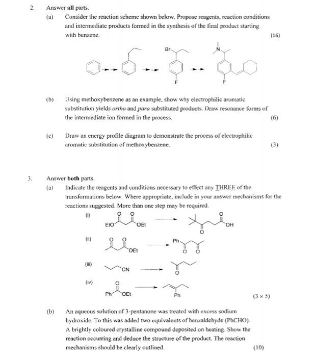 Solved 2 Answer All Parts A Consider The Reaction Scheme