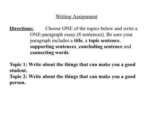 assignment for in a sentence