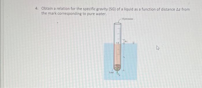 Solved 4. Obtain a relation for the specific gravity (SG) of | Chegg.com