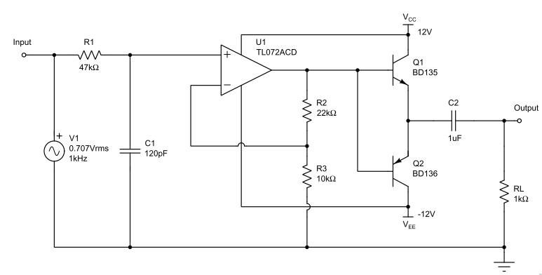 Voc T 12V W R4 10k 2 Input o R1 W 47k2 U1 TL072ACD C2 | Chegg.com