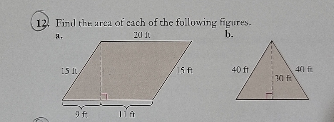 Solved Find the area of each of the following figures. | Chegg.com