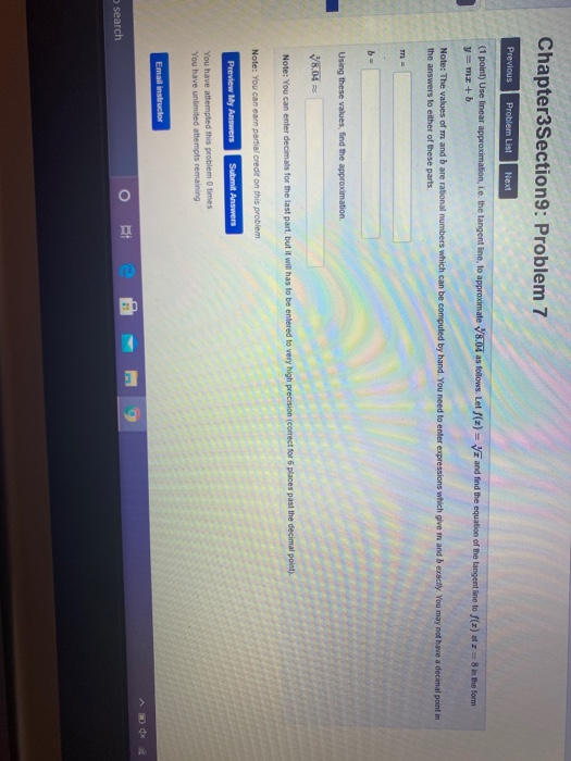 Solved Chapter3Section9: Problem 7 Previous Problem List | Chegg.com