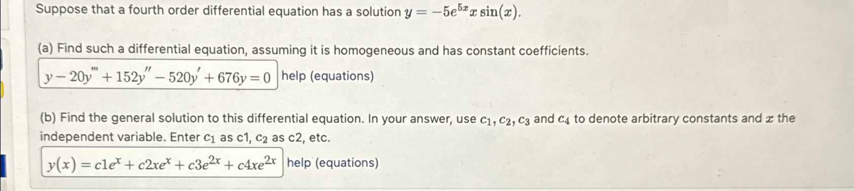 Suppose that a fourth order differential equation has | Chegg.com