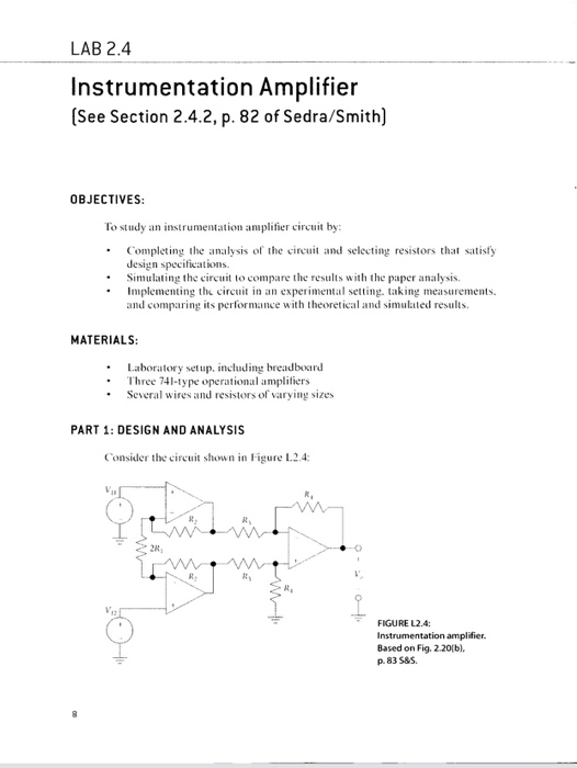 Solved LAB 2.4 Instrumentation Amplifier (See Section 2.4.2,