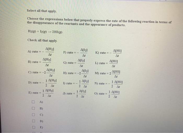 Solved Select All That Apply. Choose The Expressions Below | Chegg.com