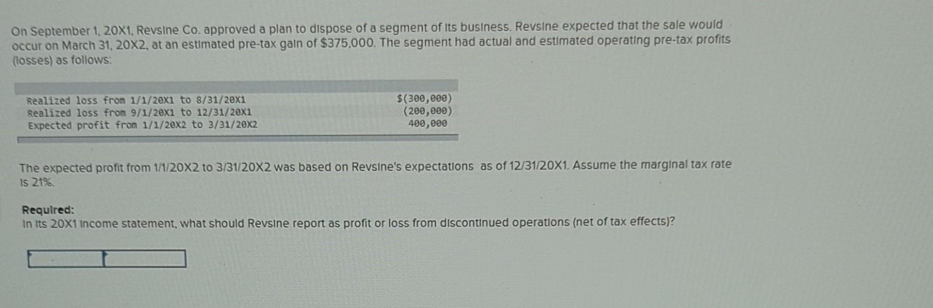 Solved On September 1, 20X1, Revsine Co. approved a plan to | Chegg.com