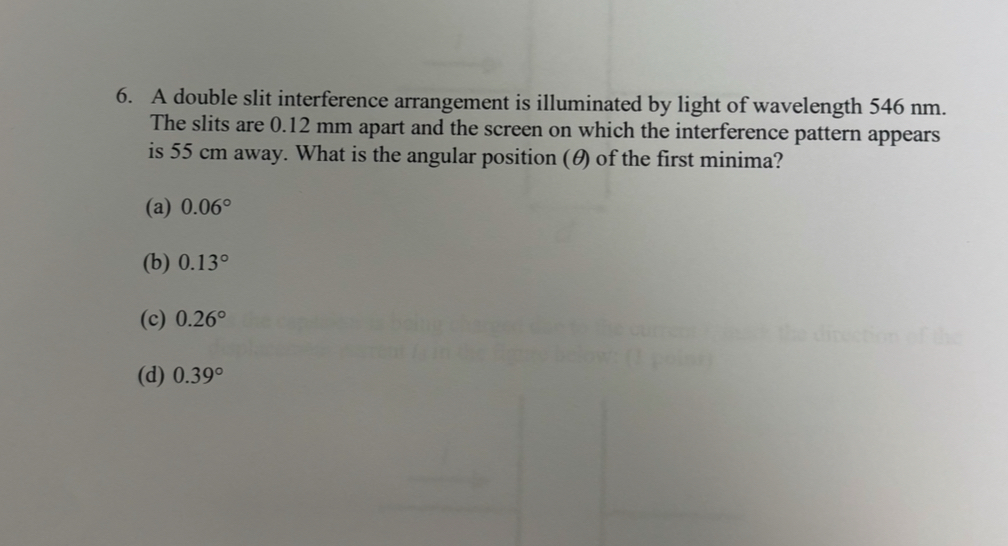 Solved A double slit interference arrangement is illuminated | Chegg.com