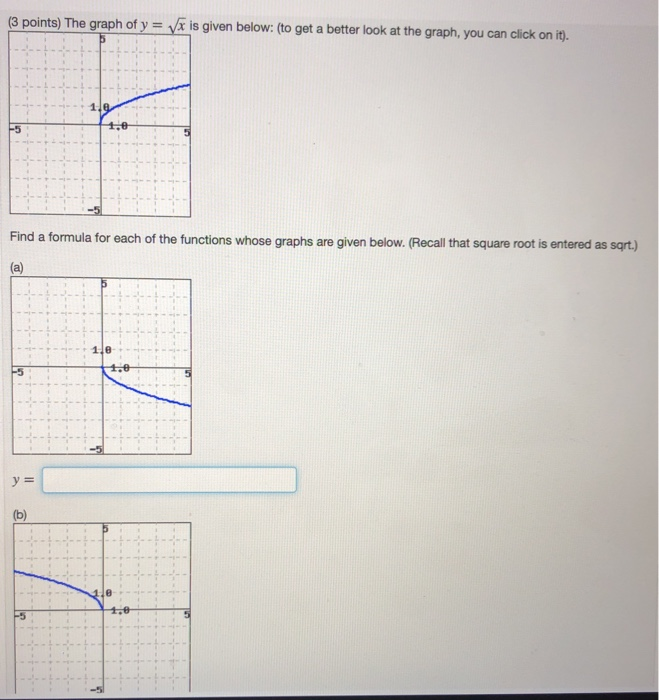 Solved 3 Points The Graph Of Y X Is Given Below To Get Chegg Com