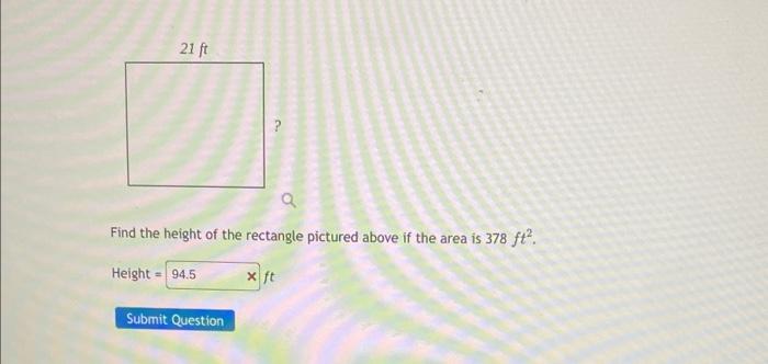 Solved Find the height of the rectangle pictured above if | Chegg.com