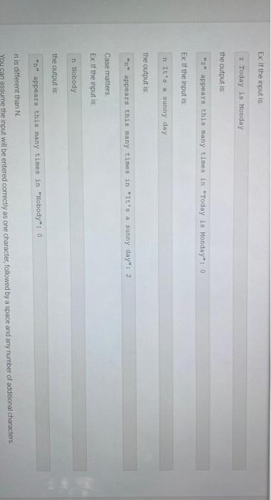 Solved Ex: If the input is Today is Monday the output is | Chegg.com