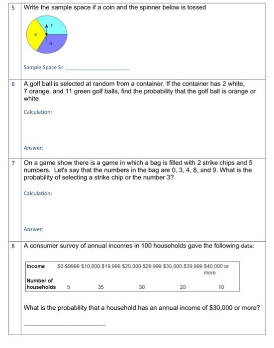Solved 5 Write the sample space if a coin and the spinner | Chegg.com Solved 5 Write the sample space if a coin and the spinner | Chegg.com