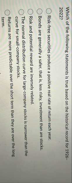 Solved Which of the following statements is true based on | Chegg.com