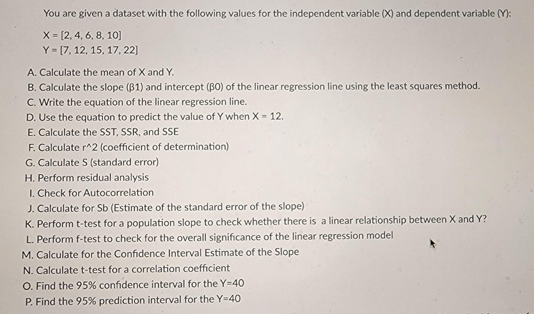Solved You are given a dataset with the following values for | Chegg.com