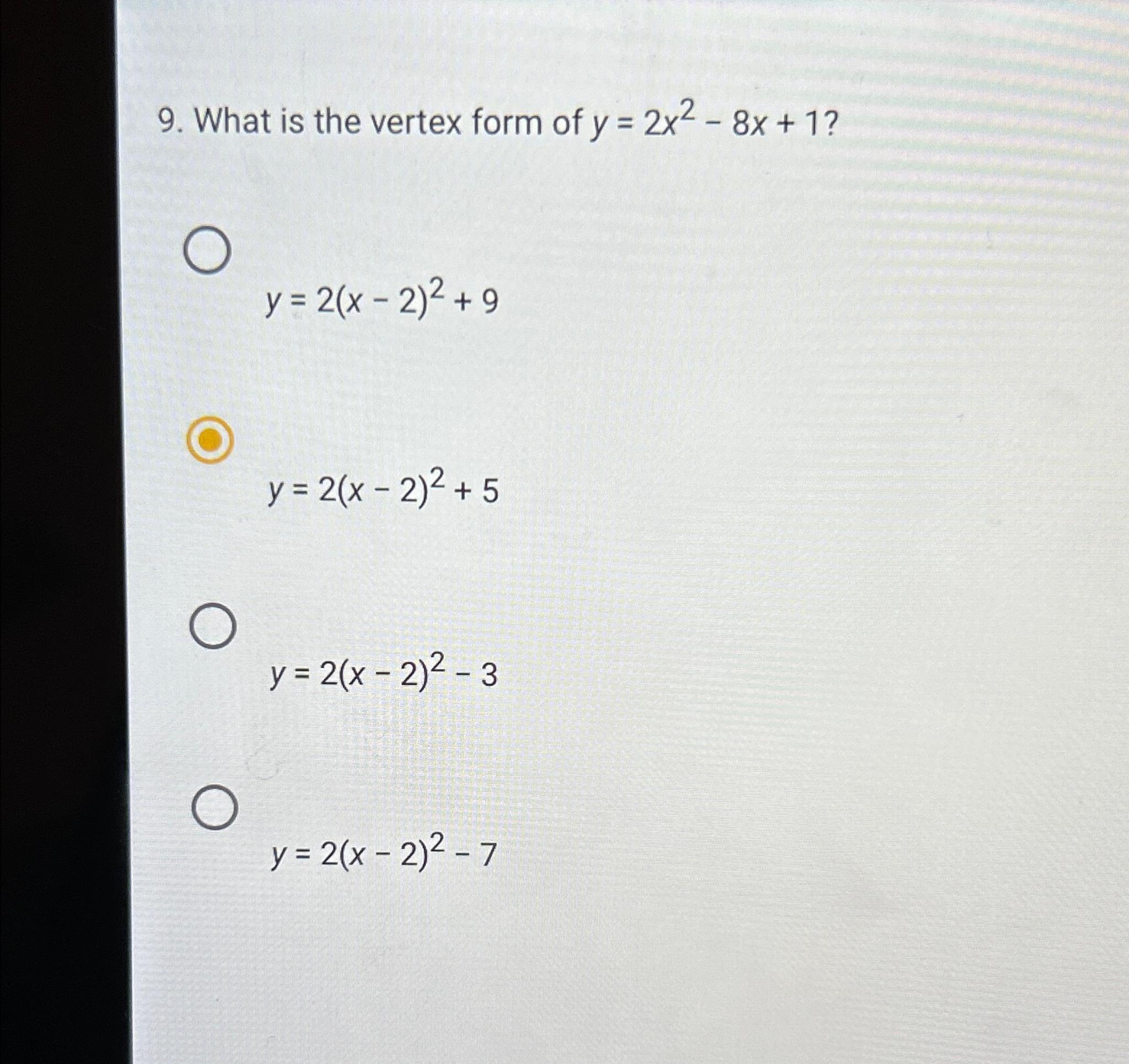 y x 2 6x 8 vertex form