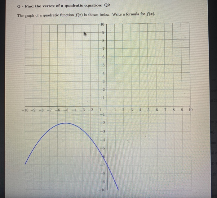 Solved G - Find The Vertex Of A Quadratic Equation: Q2 The | Chegg.com