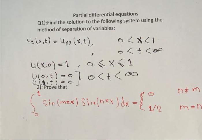 Solved Partial Differential Equations Q1):Find The Solution | Chegg.com