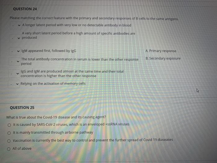 Solved QUESTION 24 Please matching the correct feature with | Chegg.com