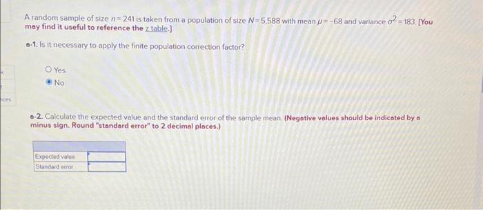 Solved A random sample of size n=241 is taken from a | Chegg.com