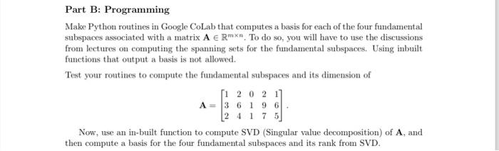 Solved Part B: Programming Make Python routines in Google | Chegg.com