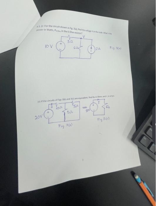 Solved #3. (i) For the circuit shown in Fig. 3(a), find the | Chegg.com