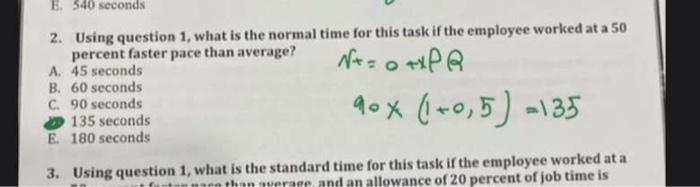 2. Using question 1, what is the normal time for this | Chegg.com