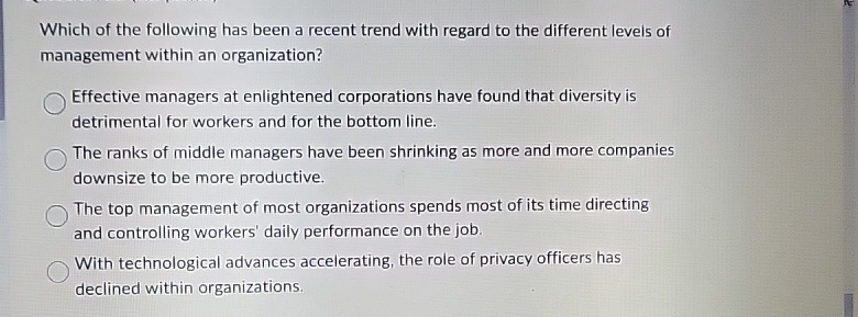 Solved Which of the following has been a recent trend with | Chegg.com