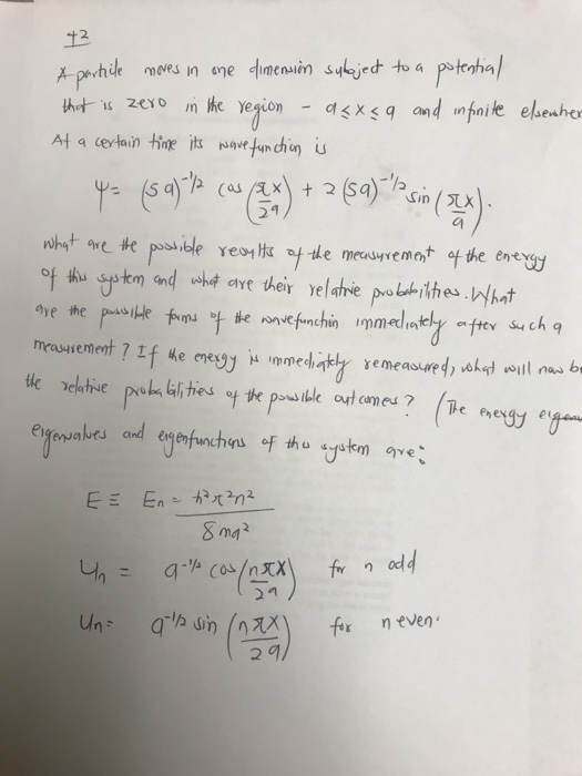 Solved 43 A particle moves in one dimension subject to a | Chegg.com