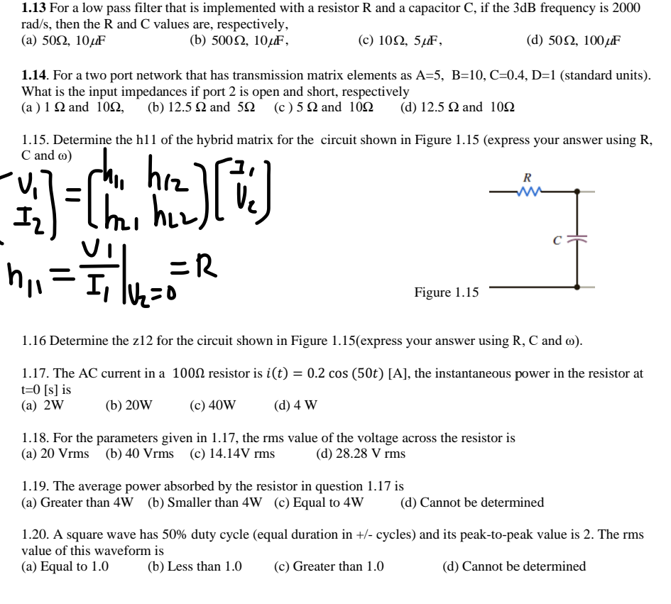 Solved 113 ﻿for A Low Pass Filter That Is Implemented With 2266