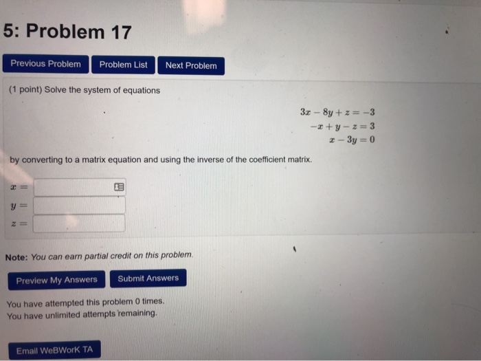 Solved 5: Problem 17 Previous Problem Problem List Next | Chegg.com