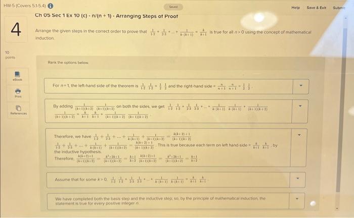Solved Arrange the given steps in the correct order to prove | Chegg.com
