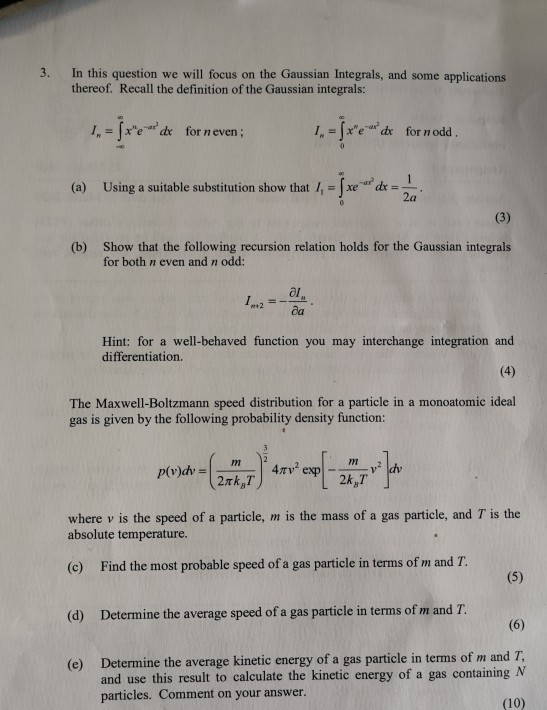 Solved 3. In this question we will focus on the Gaussian | Chegg.com