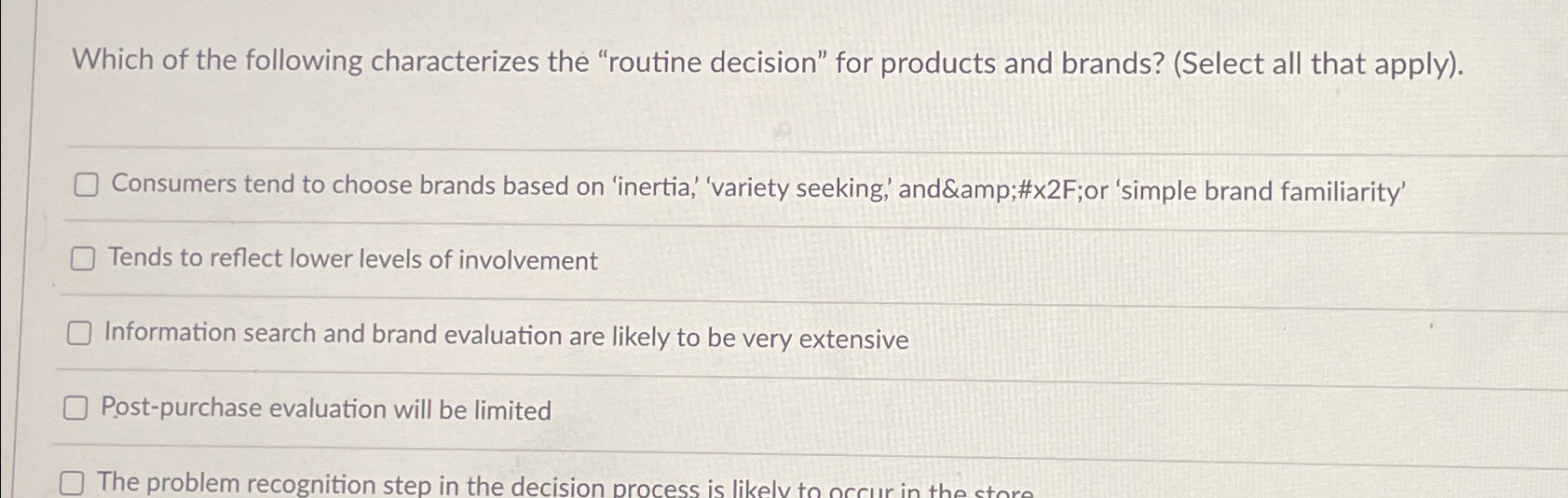 Solved Which of the following characterizes the "routine | Chegg.com
