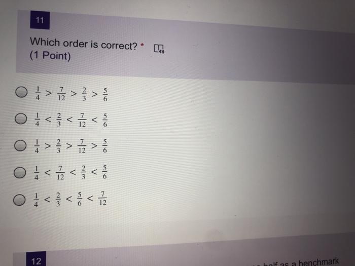 Solved 11 Which Order Is Correct 1 Point O A Chegg Com