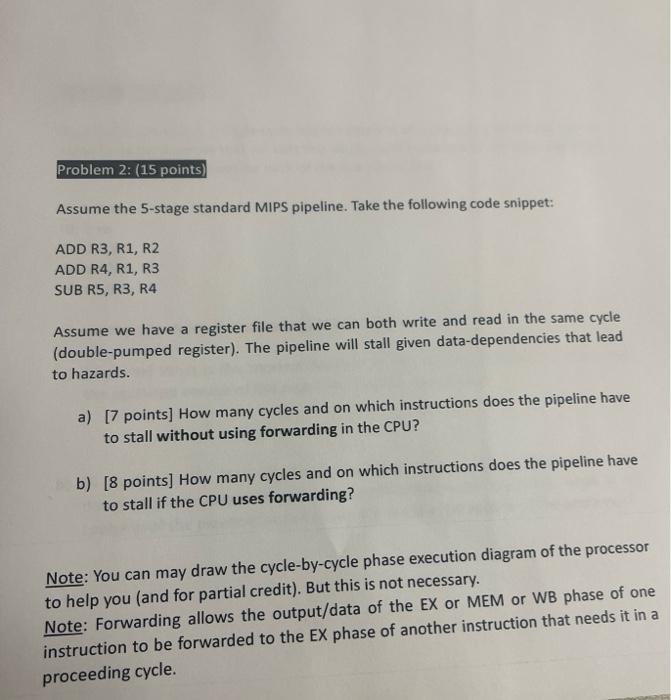 Solved Assume The 5-stage Standard MIPS Pipeline. Take The | Chegg.com