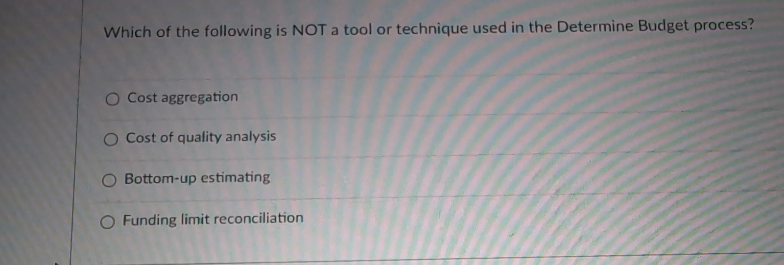 Solved Which of the following is NOT a tool or technique | Chegg.com