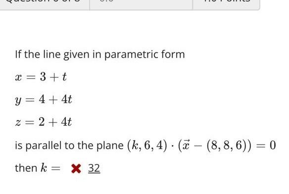 Solved If the line given in parametric form | Chegg.com
