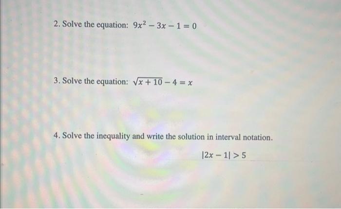 solve the equation 3x 4 )( x 1 0