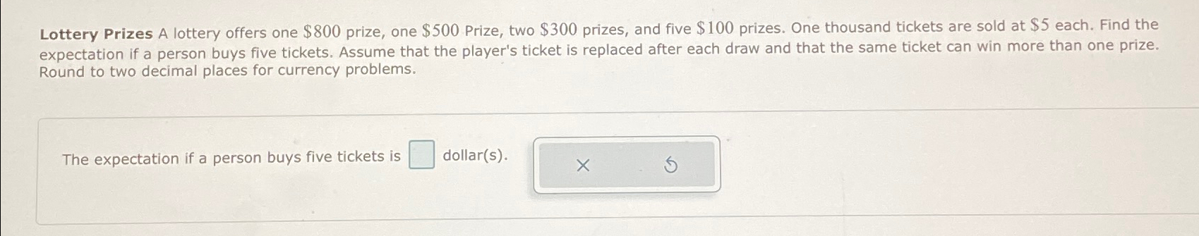 Solved Lottery Prizes A lottery offers one $800 ﻿prize, one | Chegg.com