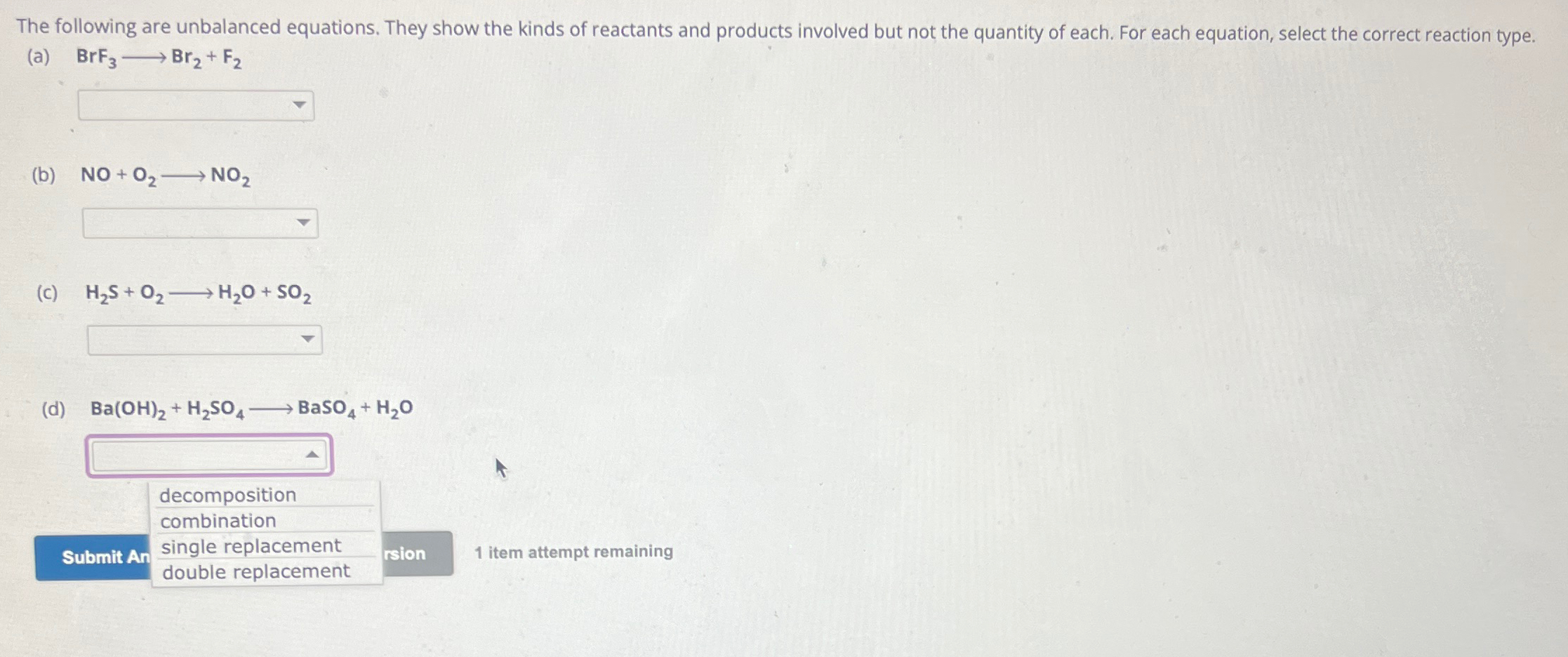 Solved The Following Are Unbalanced Equations. They Show The | Chegg.com