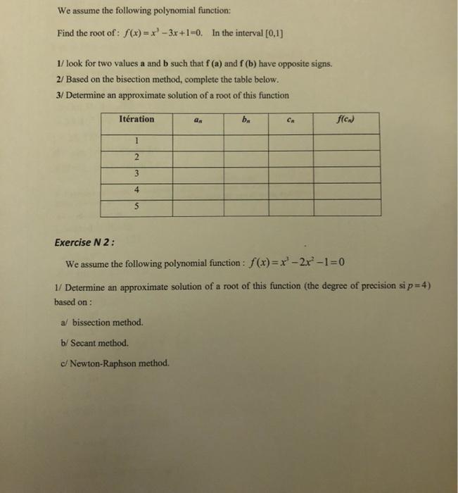 Solved We Assume The Following Polynomial Function: Find The | Chegg ...