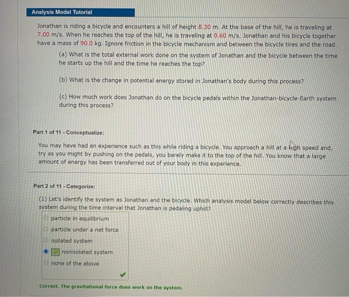 Solved Analysis Model Tutorial Jonathan is riding a bicycle 