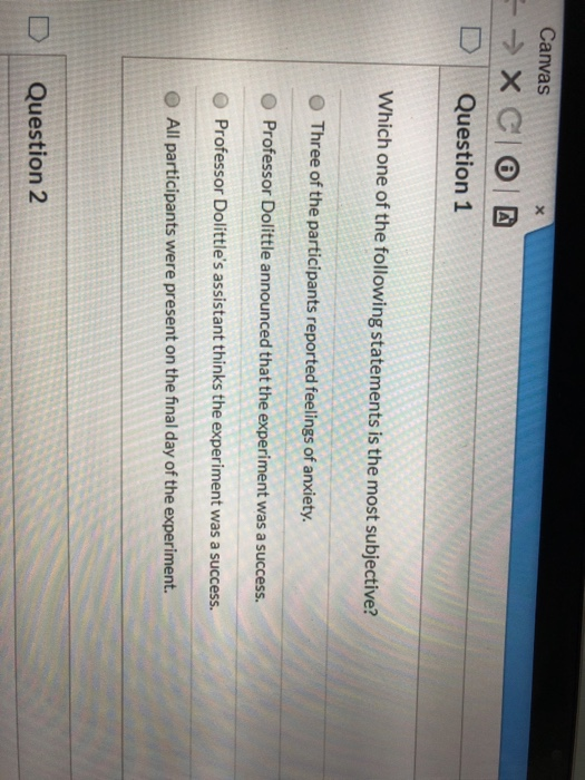 Solved Canvas EXCIO Question 1 Which one of the following | Chegg.com